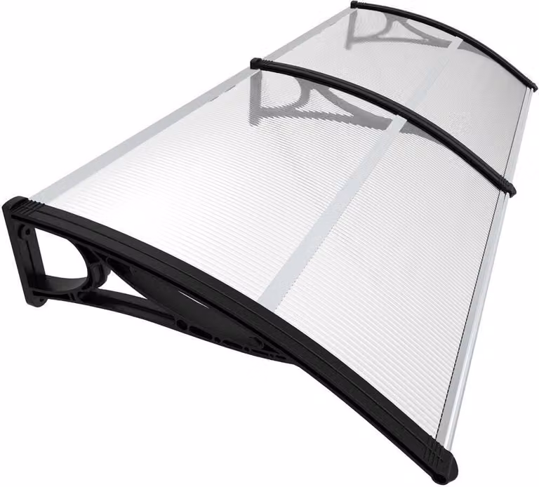 VOUNOT® Pensilina per porta d'ingresso, 200 x 80 cm Pensilina trasparente ad arco, nera