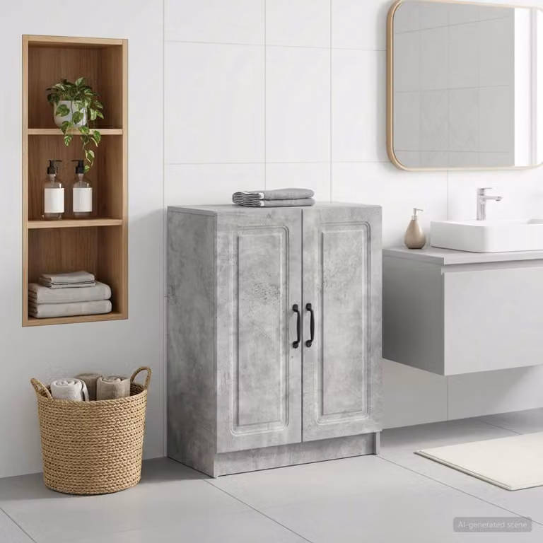 Mobiletto da bagno moderno vidaXL UTRECHT Grigio e Nero L: 59,5 cm, P: 31 cm, H: 77 cm