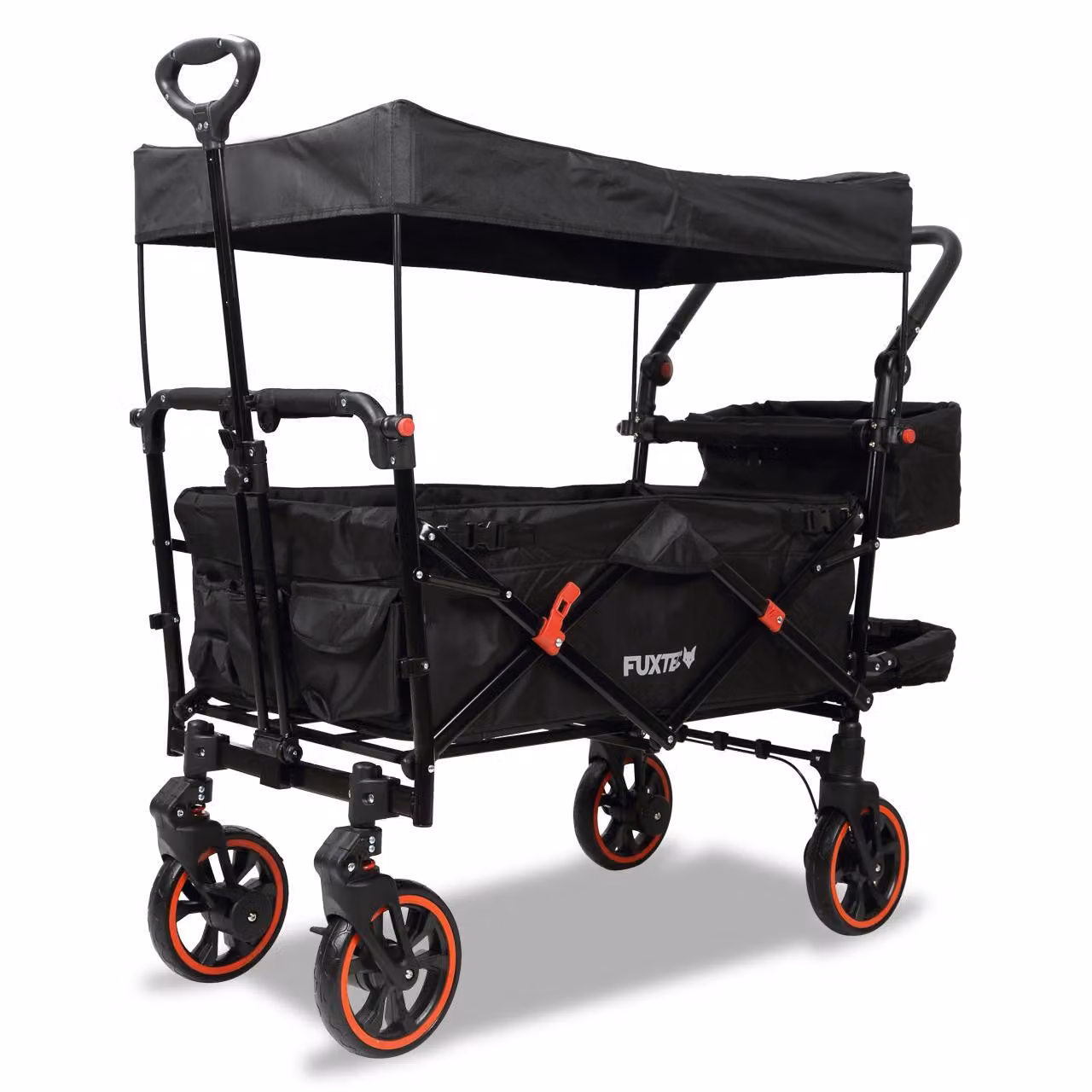 Fuxtec carrello pieghevole premium per il trasporto dei bambini con tettuccio CT850 Nero Schwarz