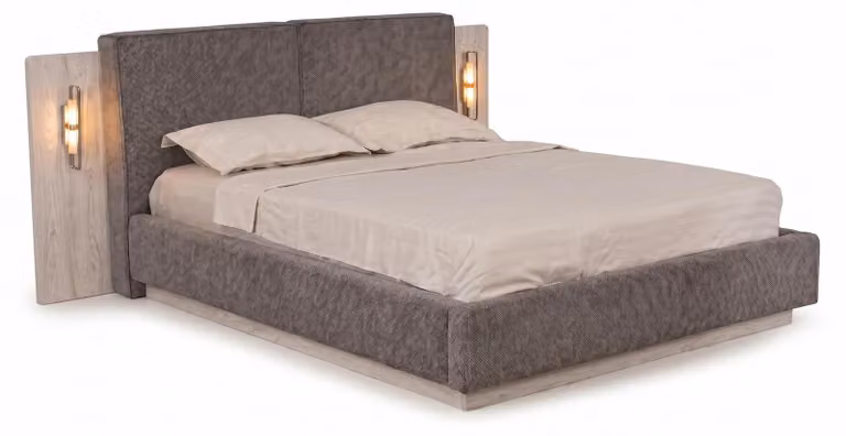 Letto imbottito moderno, grigio, elegante, matrimoniale, per la camera da letto