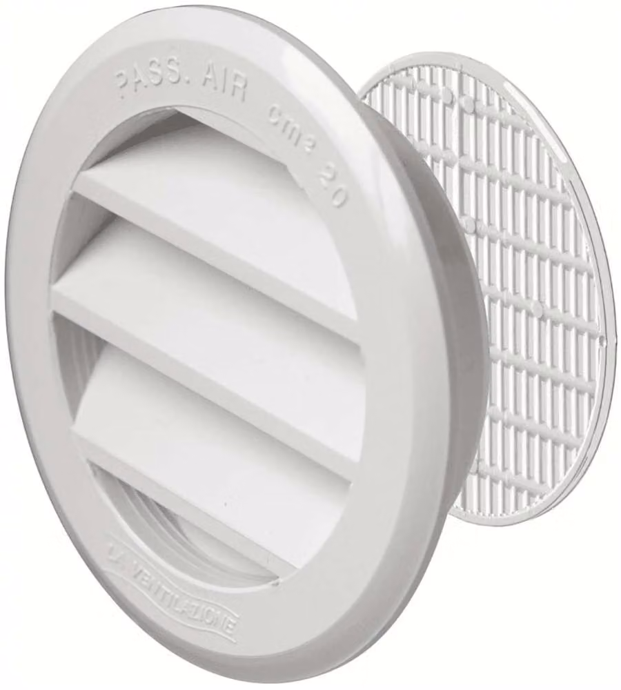 Griglia di Aerazione Incasso Tonda Bianco diam. 77 mm con Dosatore