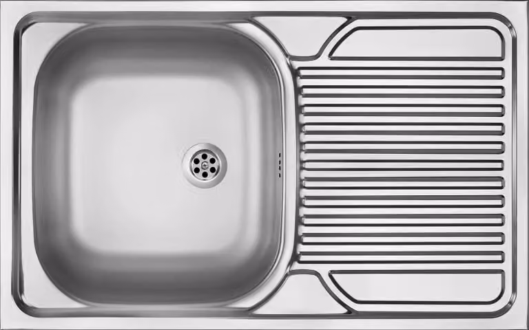 1-bowl steel sink with drainer - overlay