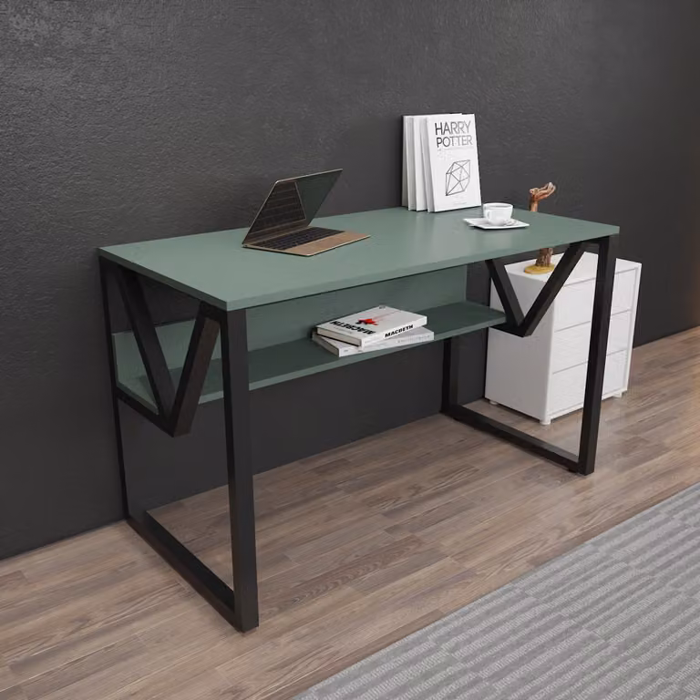 Skye Decor, Lona - Verde, Nero, Scrivania, Verde, 100% PANNELLI DI PARTICELLE RIVESTITI IN MELAMMINA, 120 x 60 x 72,8 cm
