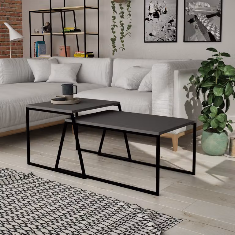 Skye Decor, Pal Orta Sehpa - Antracite, Couchtische, Anthrazit, 88 x 38 x 50 cm