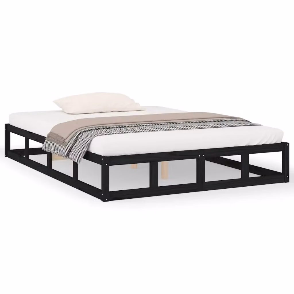 Letto Giroletto Nero in Legno di Pino Massello L/P/H: 160 x 200 x 165,5 cm – 2