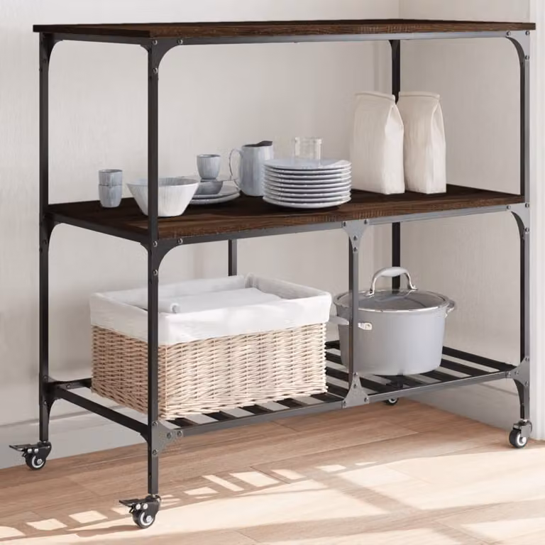 Carrello da cucina vidaXL in stile industriale in legno e metallo marrone rovere L/P/H: 100 x 50 x 95 cm