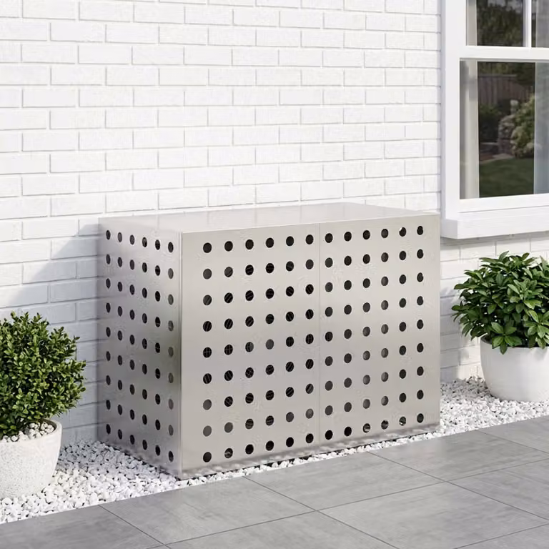 Copertura per condizionatore d'aria vidaXL in acciaio inossidabile, Argento, L 100 x P 50 x H 70 cm