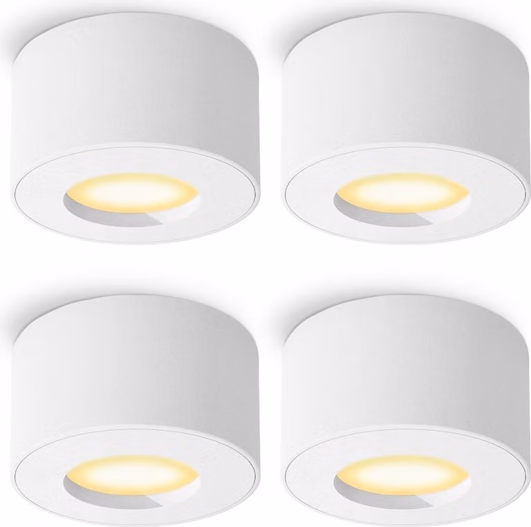 SSC-LUXon Set di 4 faretti da superficie CELI-1 IP44 con fourSTEP Dimmerabile senza dimmer LED 230V - Spot bianco 4W bianco caldo angolo di emissione stretto