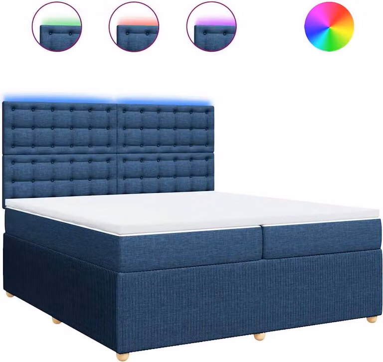 Giroletto a Molle con Materasso Blu 200x200 cm in Tessuto
