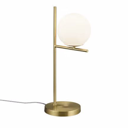 Trio Leuchten - Lampada da tavolo Art Deco Oro I Ottone con vetro opalino - Flore I Soggiorno I Camera da letto - Acciaio Oblungo I Rotondo - LED adatto E14