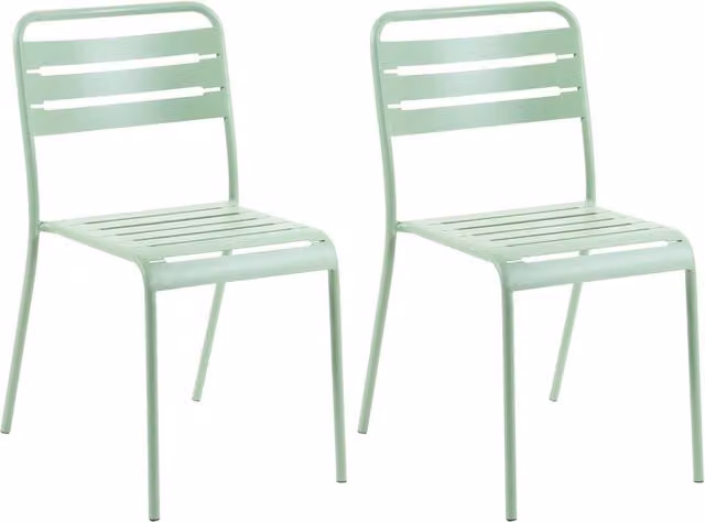 Set di 2 Sedie da Giardino Beliani in Acciaio Verniciato Verde Opaco Impilabili per Esterni e Terrazzo – 1