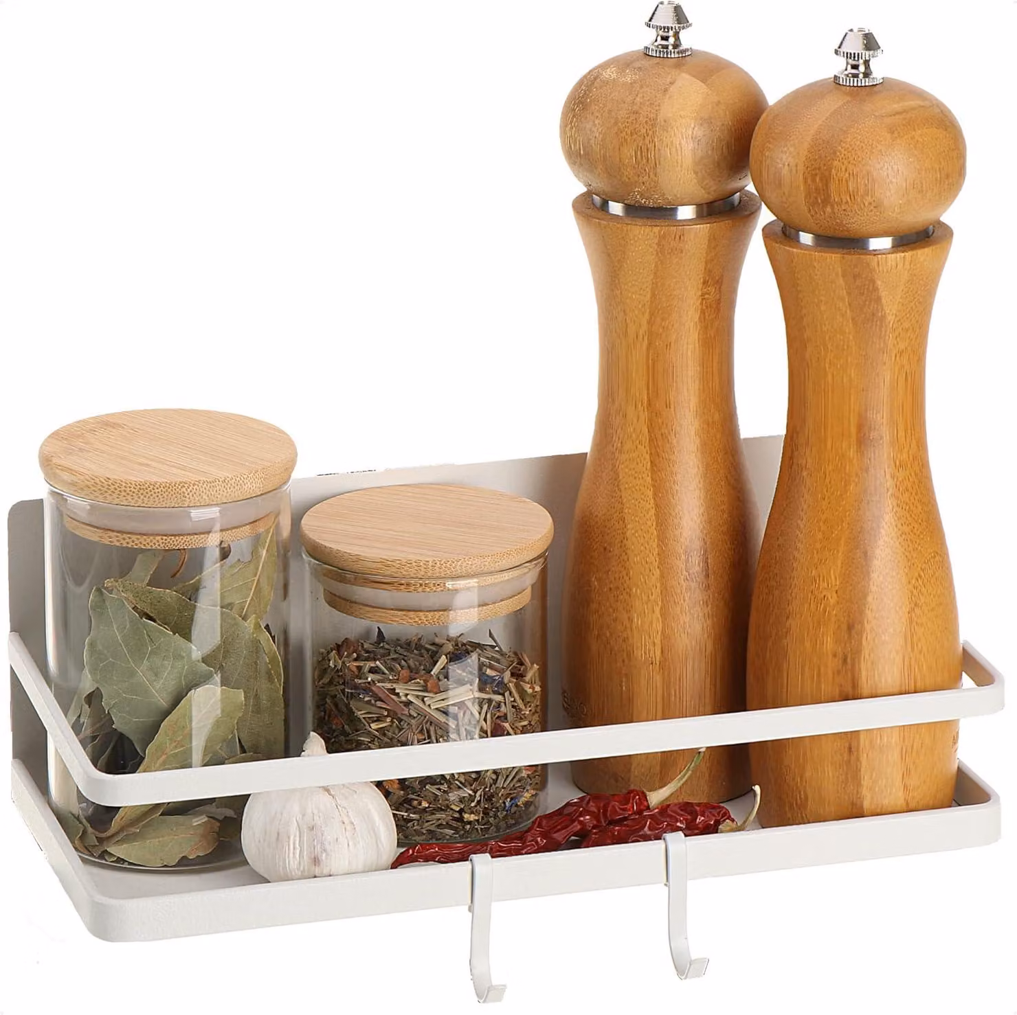 Mensola magnetica da cucina, in metallo, con 2 ganci, capacità di carico di 6 kg, adatta per frigorifero
