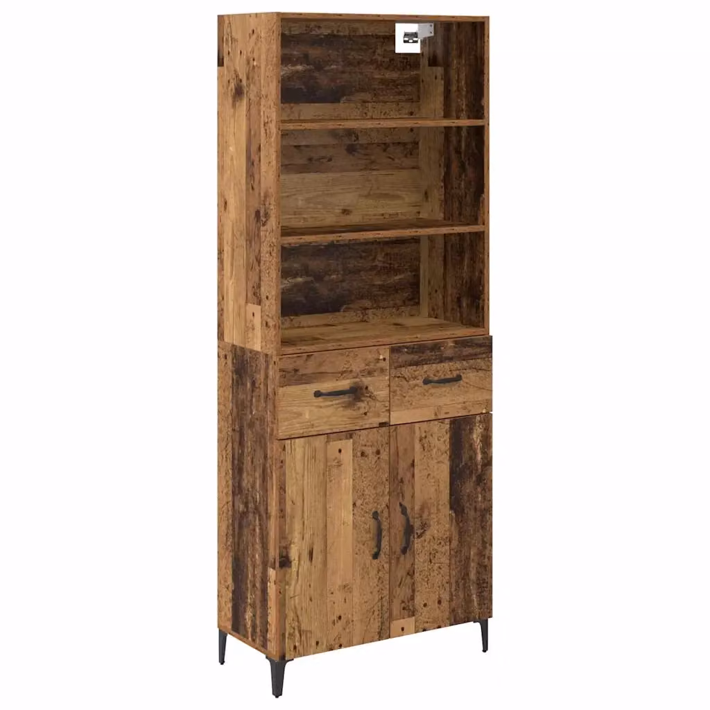 Credenza moderna vidaXL in legno ingegnerizzato e metallo, colore marrone, L: 69,5 cm, P: 34 cm, H: 180 cm – 2