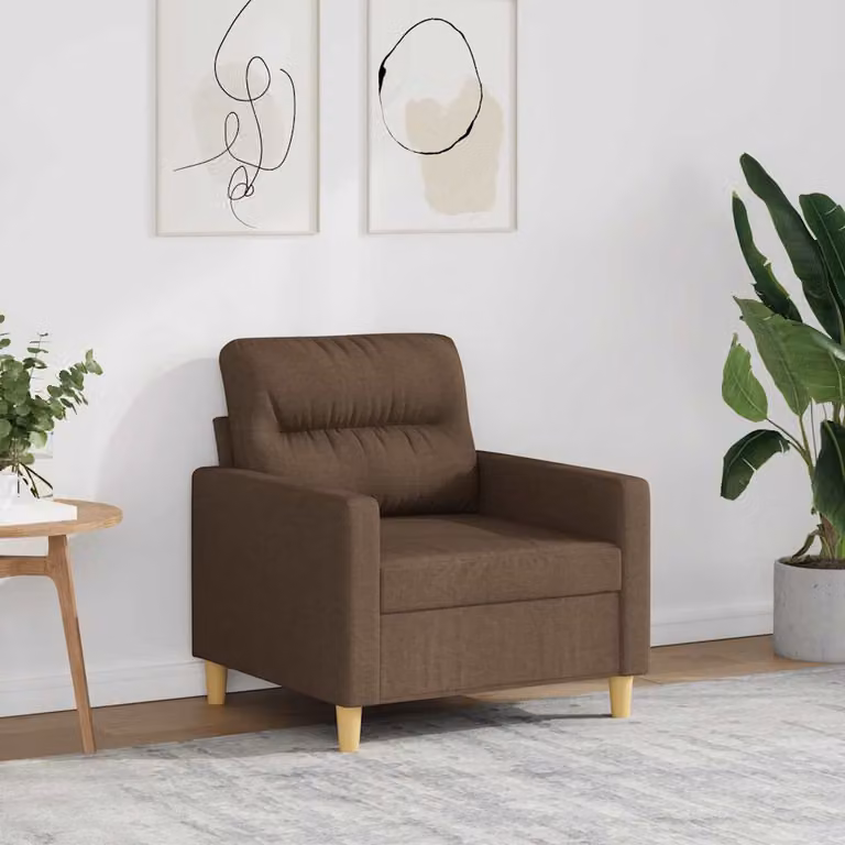 Poltrona moderna vidaXL in tessuto marrone con struttura in metallo e braccioli