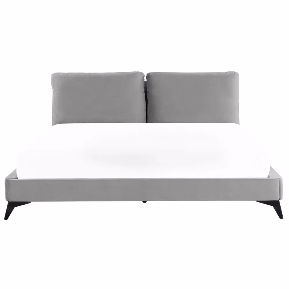 Letto imbottito Beliani in velluto grigio stile scandinavo L/P: 180 x 200 cm – 2