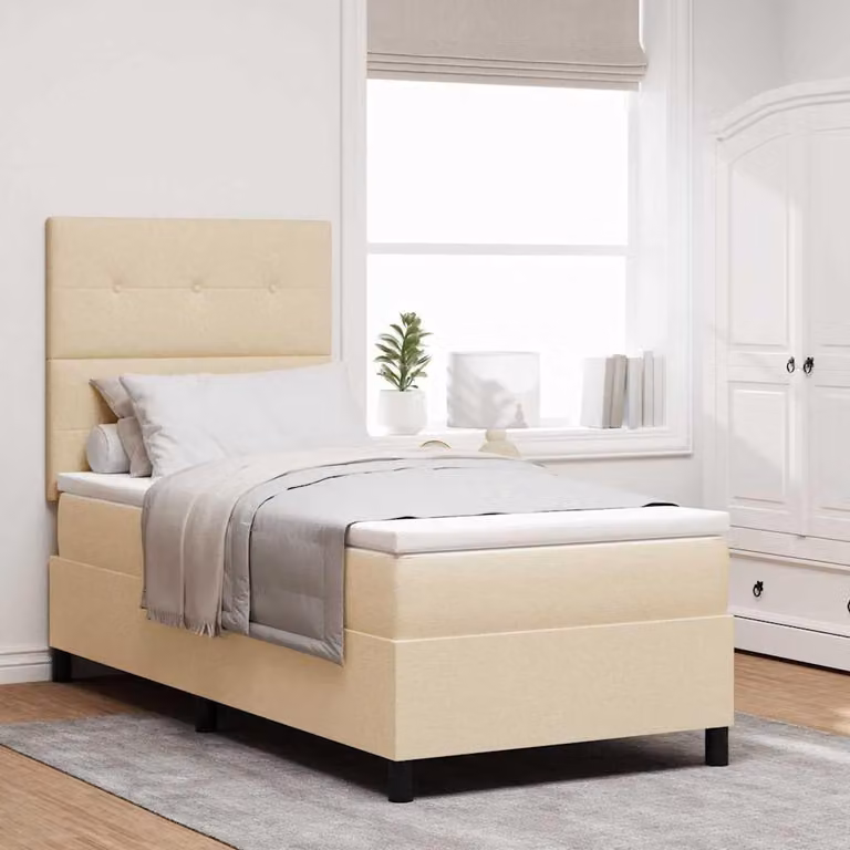 Maison Exclusive - Letto boxspring con testiera color crema 80 x 200 cm in tessuto