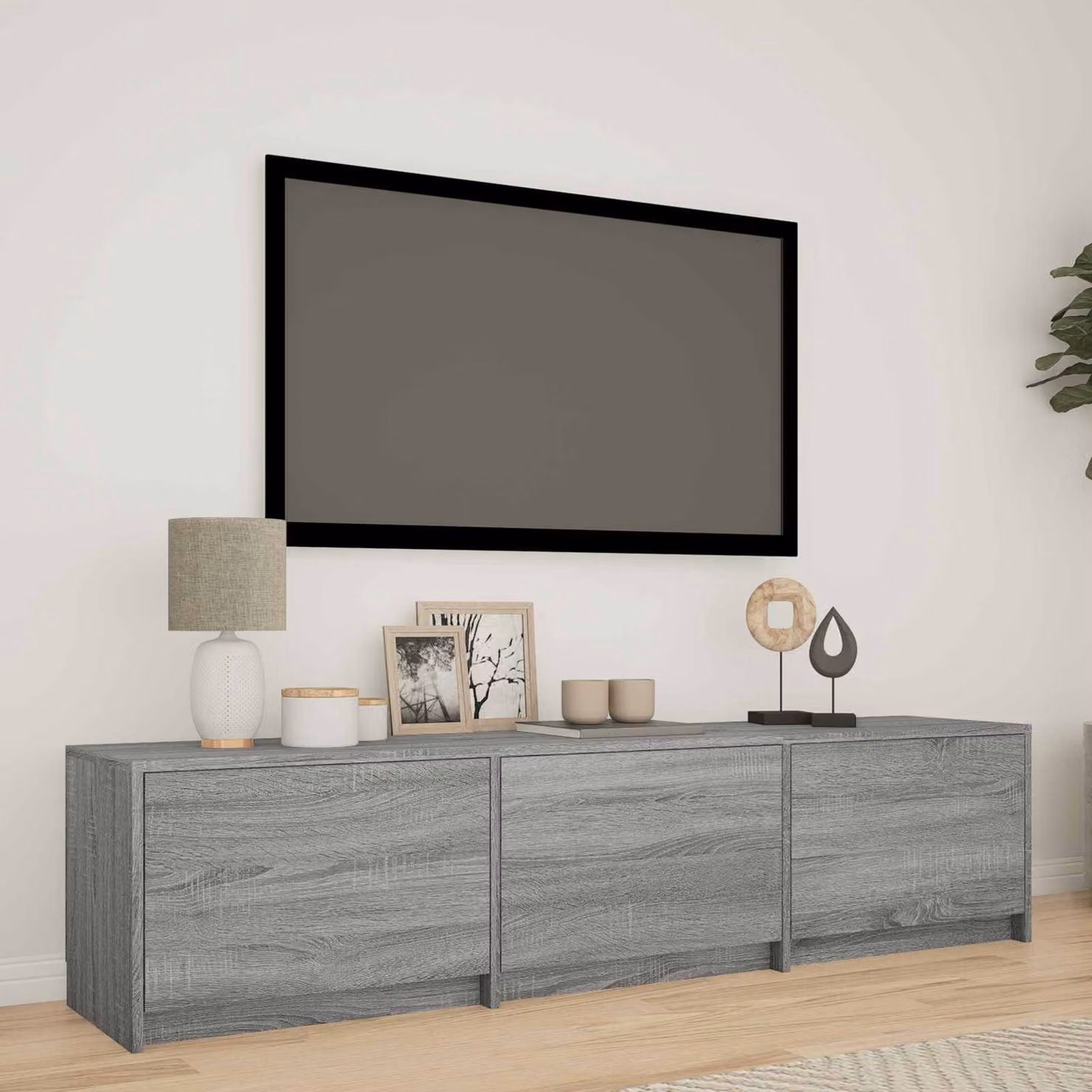 Mobile TV vidaXL con illuminazione LED integrata, colore grigio, L 165 cm x P 34 cm x H 40 cm