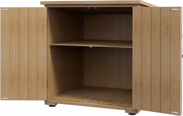 Armadio da esterno GIORDANOSHOP in legno di abete marrone con ripiani interni L: 77.5 cm, P: 88 cm, H: 90 cm