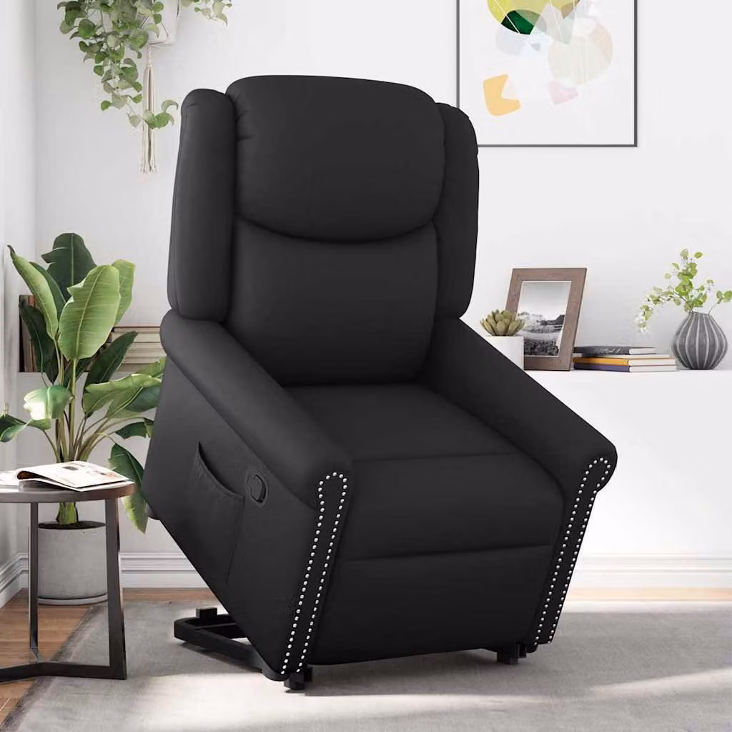 SYFAX™ Poltrona Alzapersona Reclinabile Nera Lucida in Pelle finta
