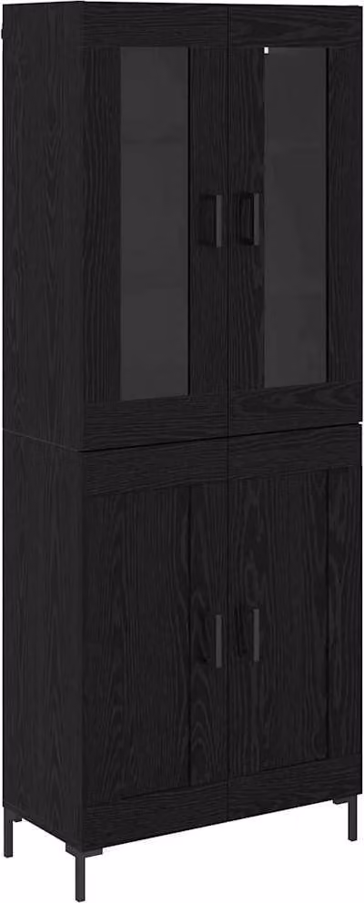 Credenza 2 pcs Rovere Nero Legno multistrato
