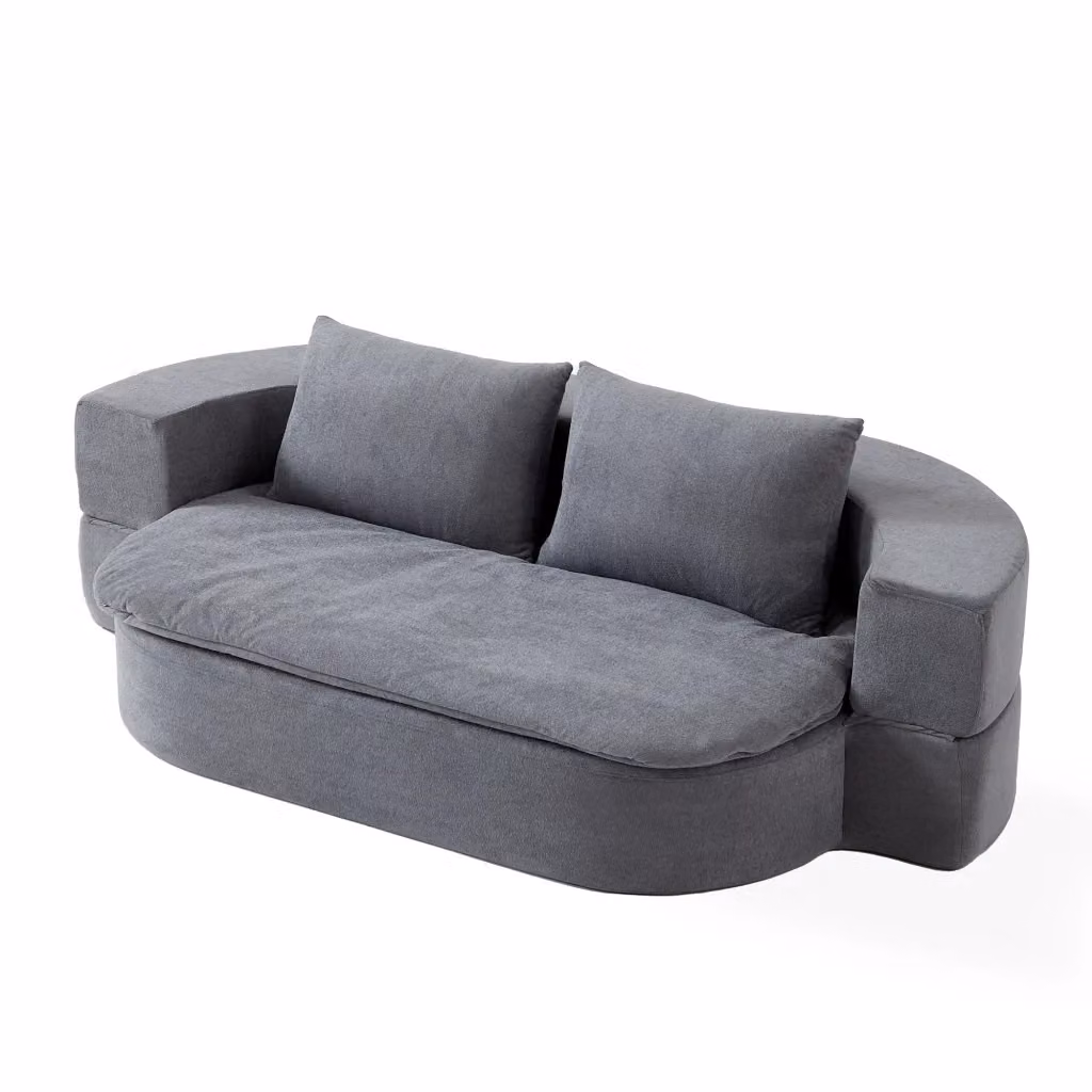 Divano letto 3 in 1 pieghevole Chicfurn con coperta e rivestimento sfoderabile in flanella grigio chiaro – 2