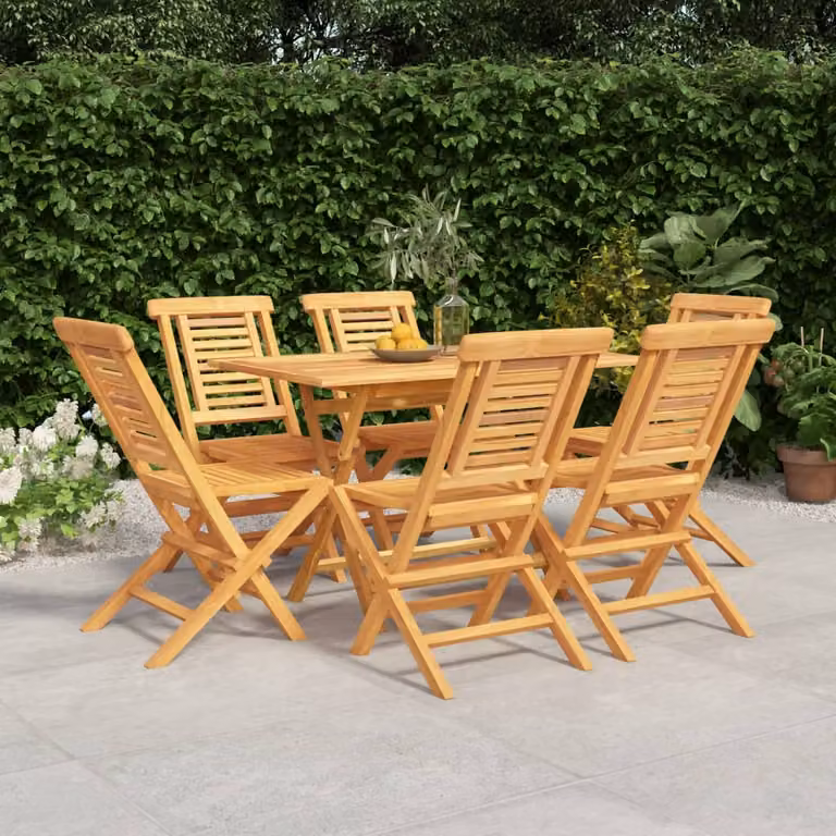 Set da pranzo da giardino vidaXL in legno di teak marrone, 7 pezzi