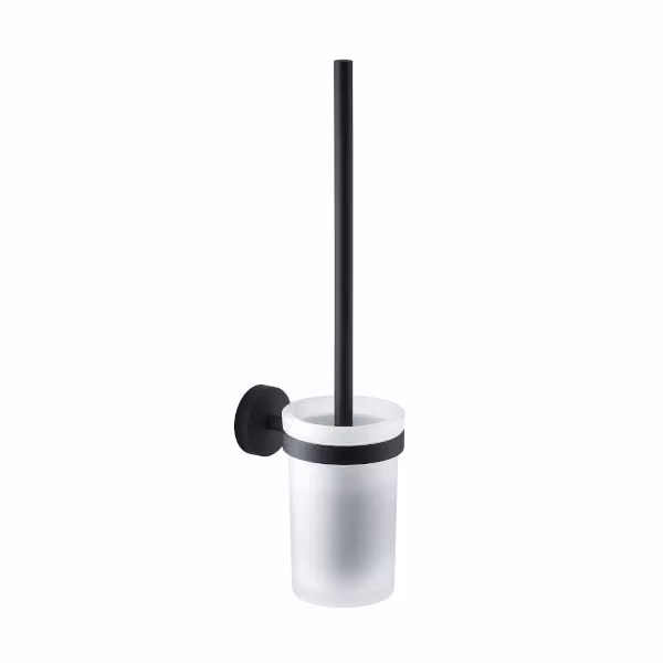 Scopino WC con ciuffo in setole da muro in acciaio inox e Cromall 2333-03 Gedy serie EROS Nero Matt
