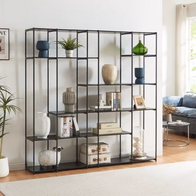 Scaffale da Terra Rælingen Libreria con Ripiani Aperti 180x180x33 cm Nero [en.casa]