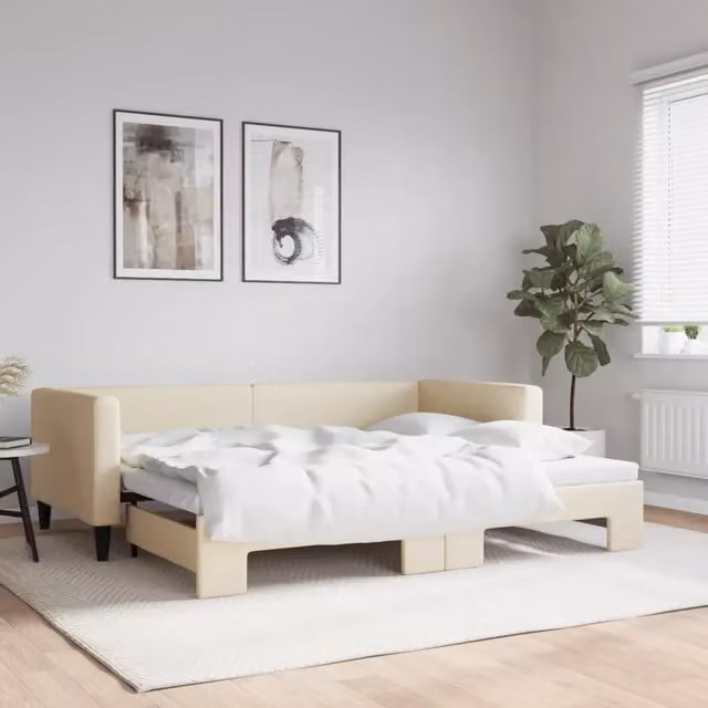 Divano Letto con Letto Estraibile vidaXL in Tessuto Beige 90x200 cm – 1