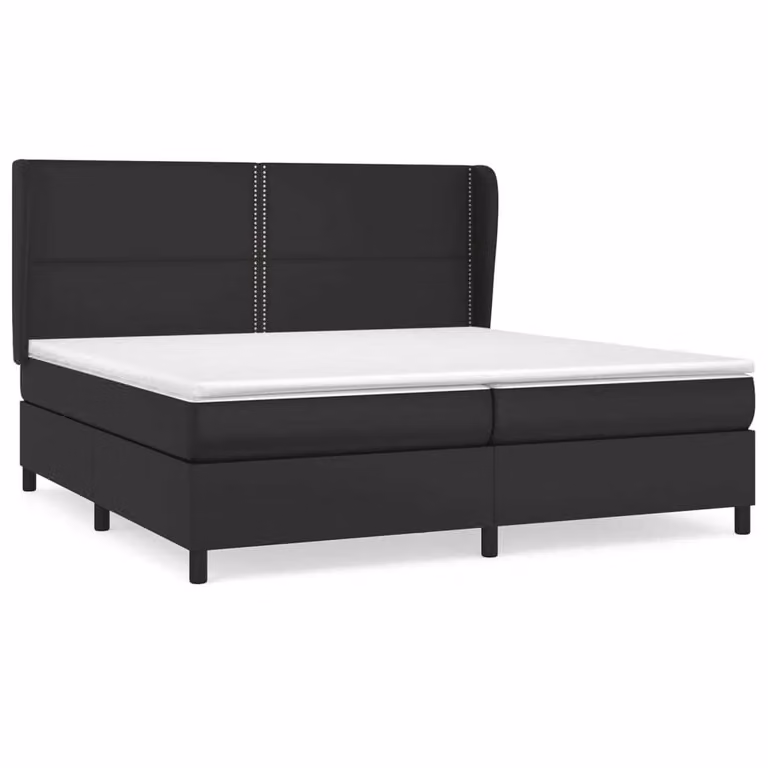 Giroletto a Molle con Materasso Nero 200x200 cm in Pelle finta