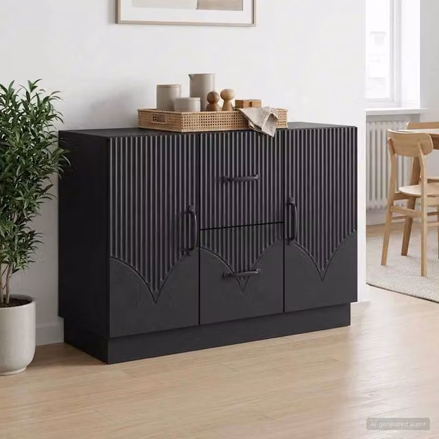Credenza moderna vidaXL in legno MDF nero L: 89 cm, P: 34,5 cm, H: 57 cm – 1