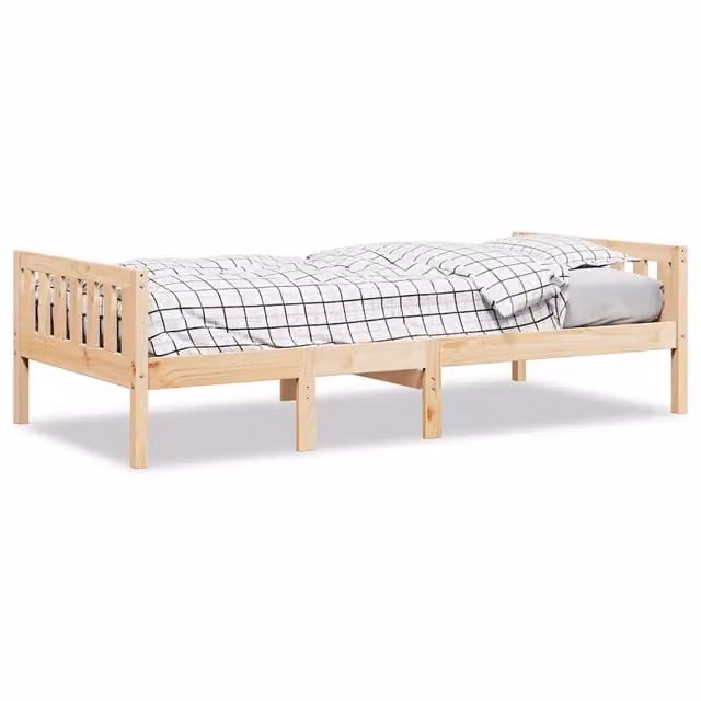 Letto per bambini in legno massello di pino naturale, stile rustico, senza materasso, L/P/H: 190 x 90 x 57 cm – 1