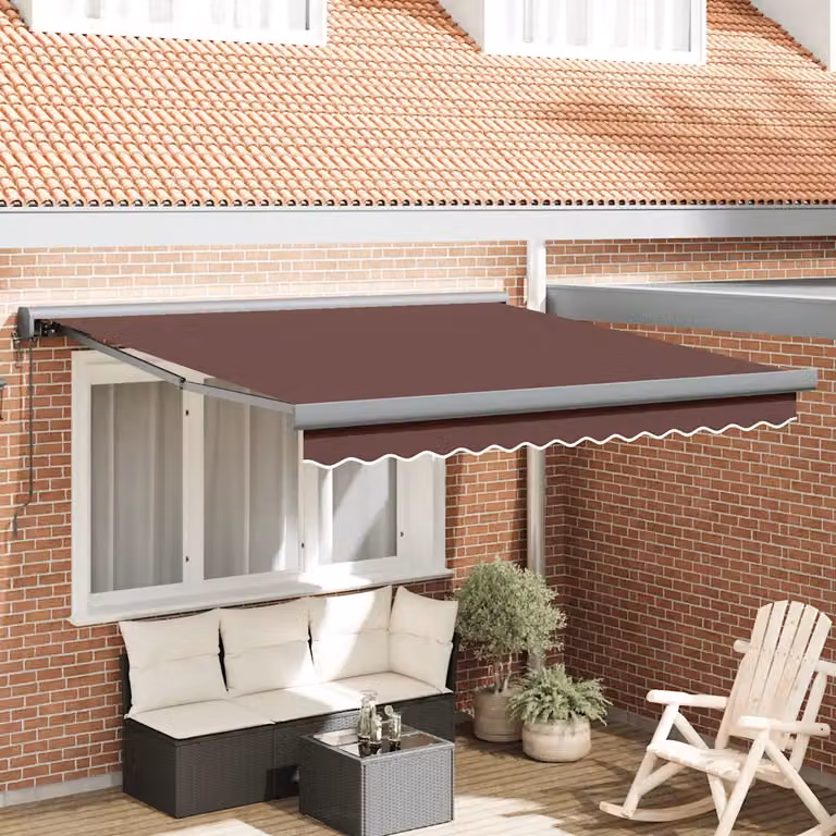 vidaXL Tenda da Sole Retrattile Automatica con Motore in Poliestere e Alluminio, Marrone, L: 300 cm, P: 250 cm