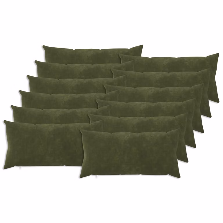 Set di 12 cuscini HEERLEN vidaXL in microfibra verde, lavabili e con rivestimento rimovibile, L/P/H: 40 x 40 x 24 cm