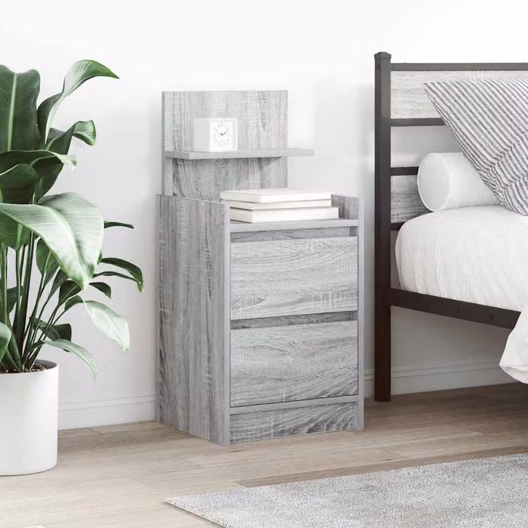 Set di 2 comodini vidaXL con 2 cassetti, colore Grigio Sonoma, L/P/H: 38 x 34 x 80 cm