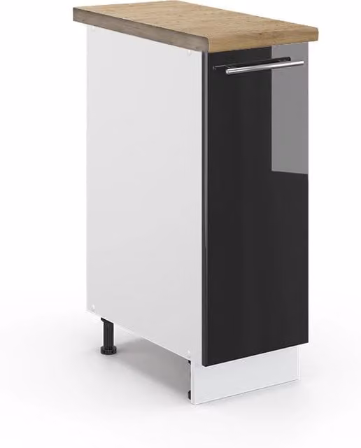 Armadio cucina dispensa alto Fame-Line Antracite lucido/Bianco 30 cm, PL Rovere Vicco
