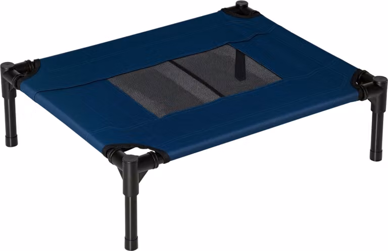 PawHut Letto rialzato per cani gatti animali domestici tessuto oxford textilene microforato 61 x 46 x 18 cm blu e nero