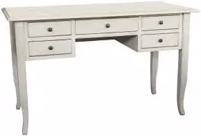 Scrivania scrittoio in legno Shabby chic 5 cassetti bianca anticato