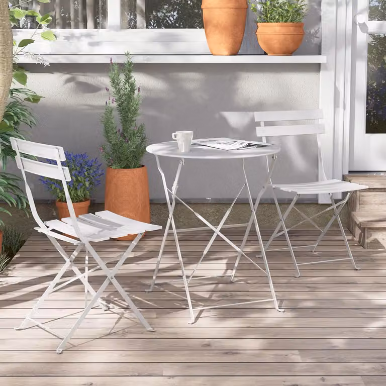 Set di mobili da giardino 3 pezzi in acciaio pieghevole
