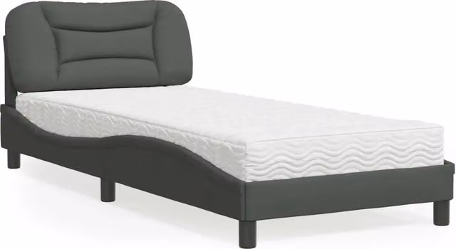 Letto con Materasso-Struttura Letto con Materasso Hvar Grigio Scuro 90x190 cm in Tessuto