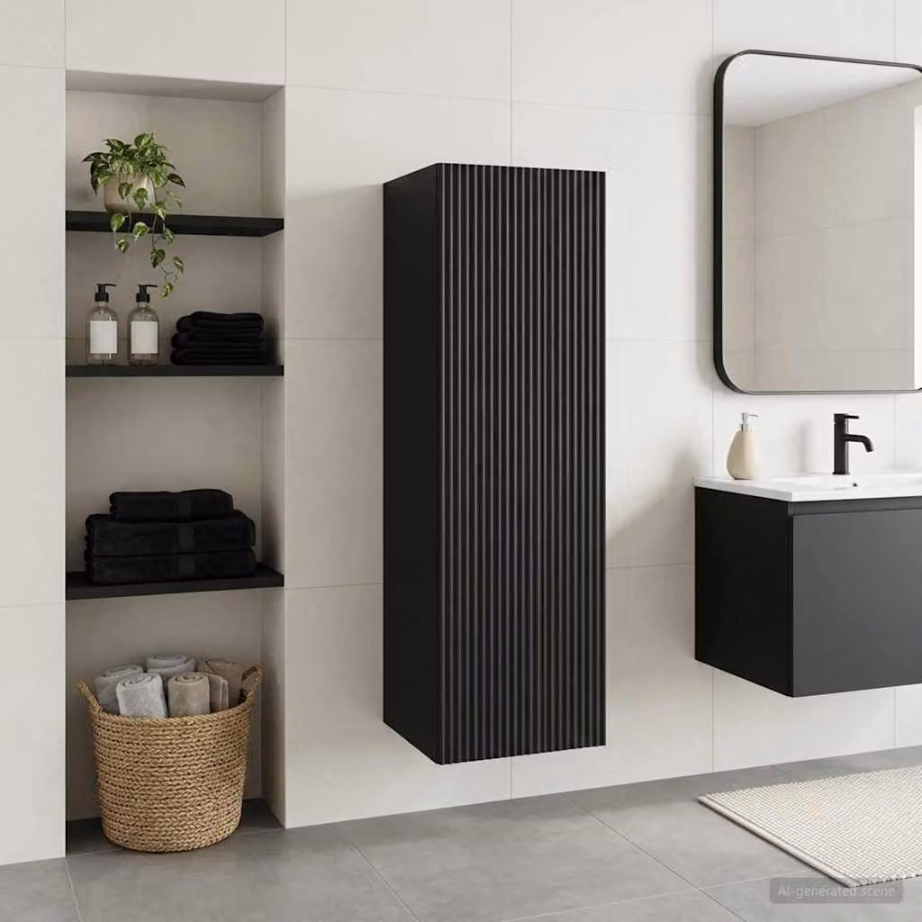 Mobiletto da bagno moderno vidaXL nero opaco sospeso L: 33 cm, P: 34,5 cm, H: 60 cm