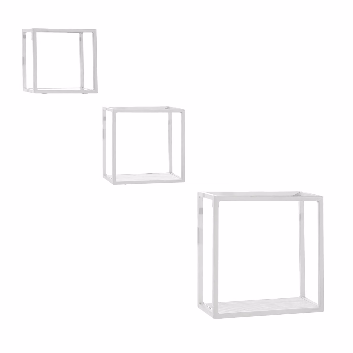 Set di 3 mensole cubiche da parete Vestiamo Casa in metallo bianco opaco con design geometrico moderno – 1
