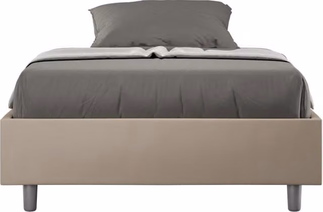BS COM Letto una piazza e mezza con rete imbottito 120x200 similpelle tortora