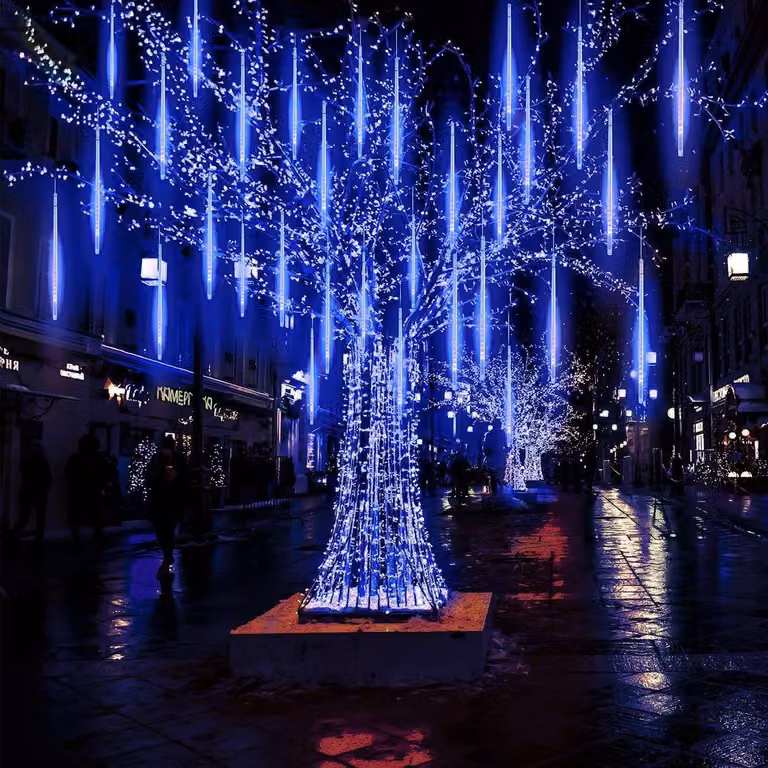 288 LED Meteor Shower Fairy Lights Impermeabile Natale Meteor Icicle Lights, Blu