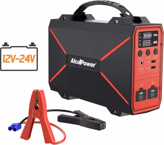 Alcapower Avviatore d'emergenza Professionale 12-24V 4000A con Power Bank da 42000mAh e Torcia LED Integrata, Nero