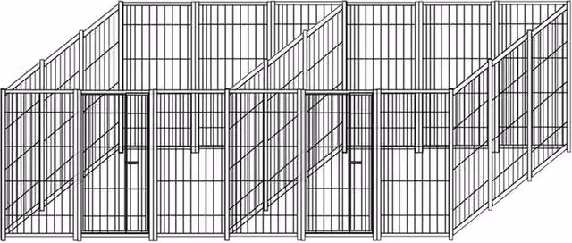 Set di 2 recinti per cani da esterno SIDERBOX in acciaio zincato a caldo, L: 300 cm, P: 300 cm, H: 180 cm