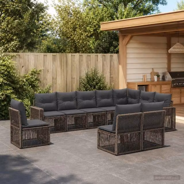 Set Divano da Giardino 10 pz Grigio e Grigio Scuro polyrattan 3435152