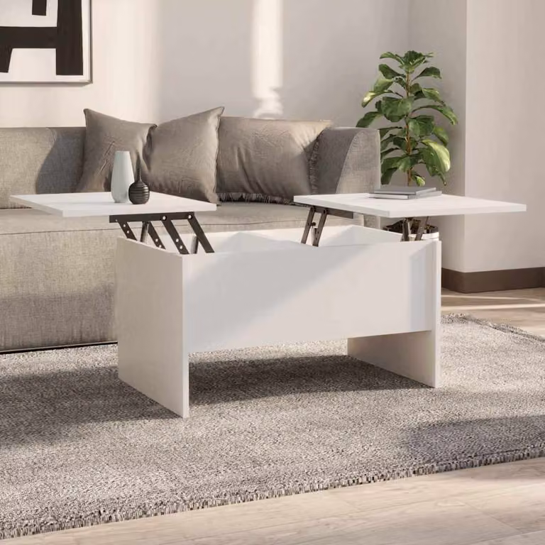vidaXL Tavolino da Salotto Moderno Bianco in Legno e MDF L: 80 cm, P: 50 cm, H: 42,5 cm