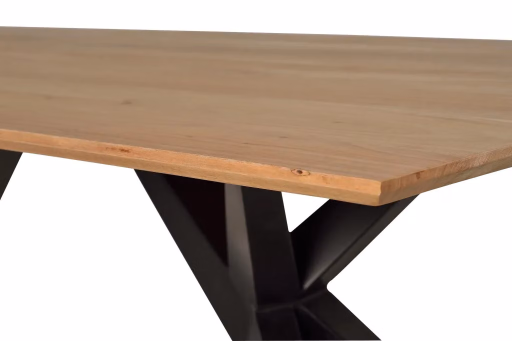 Tavolo da pranzo rettangolare moderno Giner y Colomer in legno di acacia marrone e metallo nero – 2
