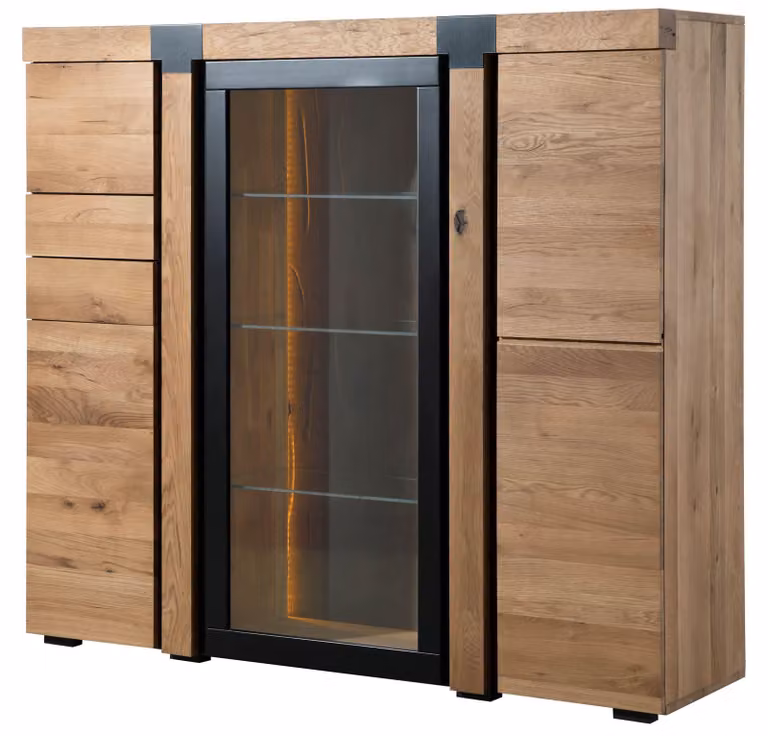 MASSIVMOEBEL24 | Credenza in legno di Quercia selvatica 161x45x144 oliato / naturale ROTTERDAM #101